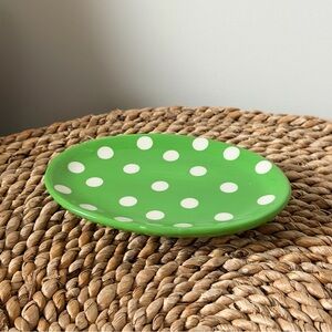 Green Polka Dot Ceramic Soap Plate